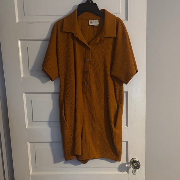 Anthropologie Pants - Textured Anthropologie Orange Rust Romper